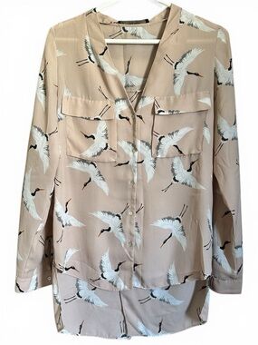Zara Basic Crane Shirt 🌿 Flowy Back Detail Size S – Excellent Condition
